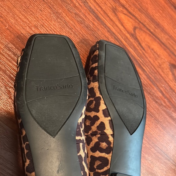 Franco Sarto Leopard Print Flats with Gold Buckle - Picture 3 of 5